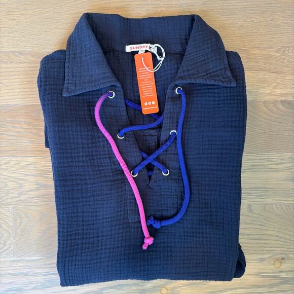 NWT Anthropologie Sundry Cotton Gauze Long Sleeve Mini Dress - Picture 6 of 7